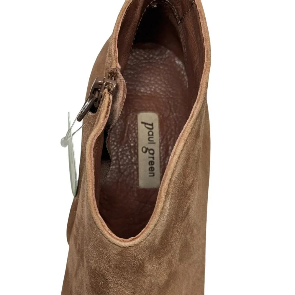 Paul Green‎ Elle Tan Suede Leather Heeled Booties US 8.5 New